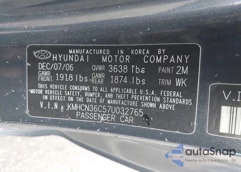 2007 Hyundai Accent Se из США, поврежденный, VIN KMHCN36C57U032765